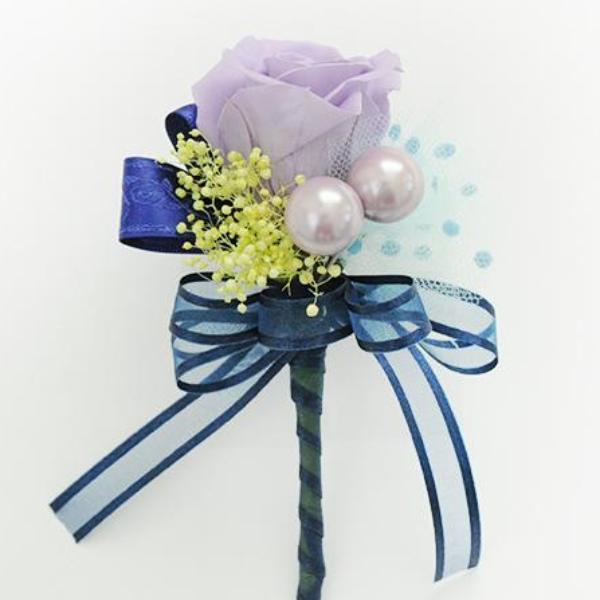 Boutonniere & Wrist Corsage Set (BWC27A) - Lavender & Blue