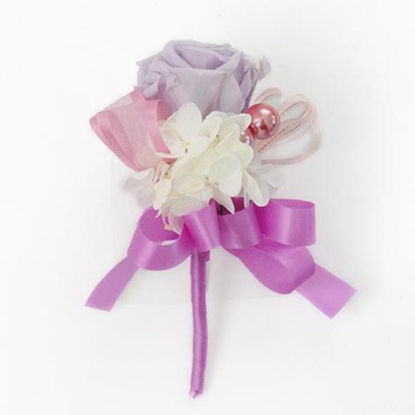 Boutonniere & Wrist Corsage Set (BWC07) - Lavender & Pink
