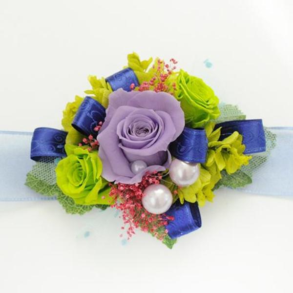 Boutonniere & Wrist Corsage Set (BWC27A) - Lavender & Blue