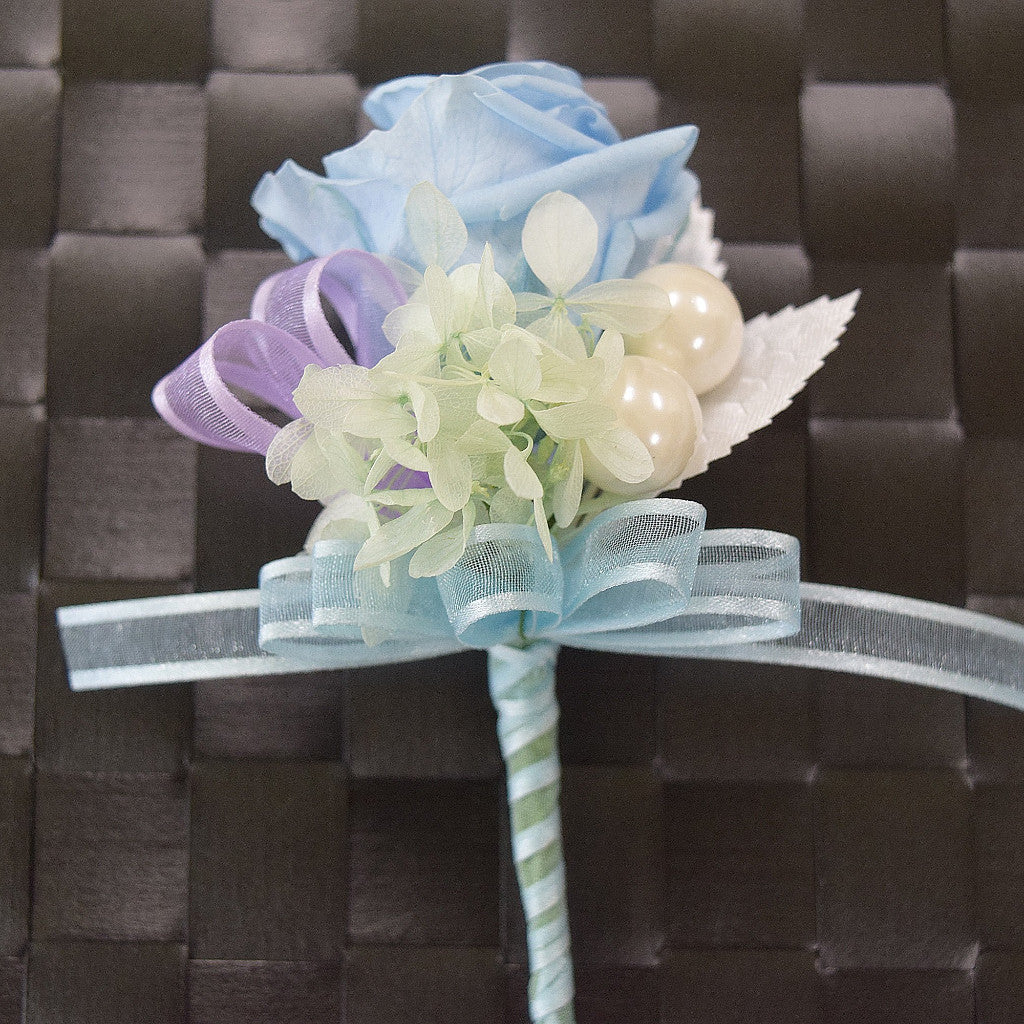 Wrist Corsage (WC12) - Light Blue & Lavender