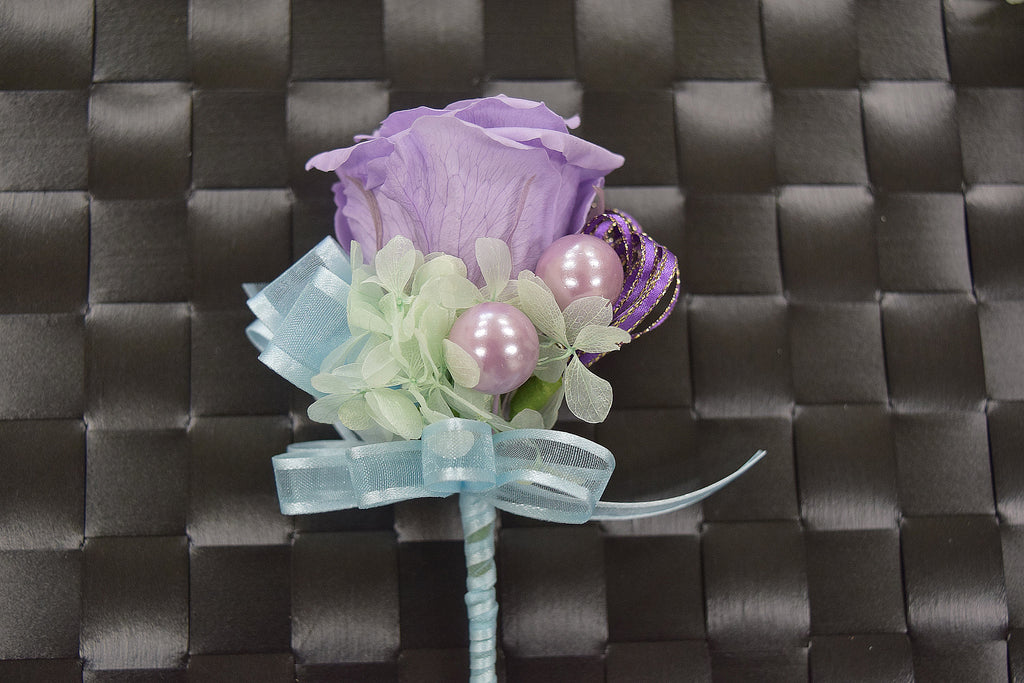Boutonniere & Wrist Corsage Set (BWC17) - Lavender & Light Green