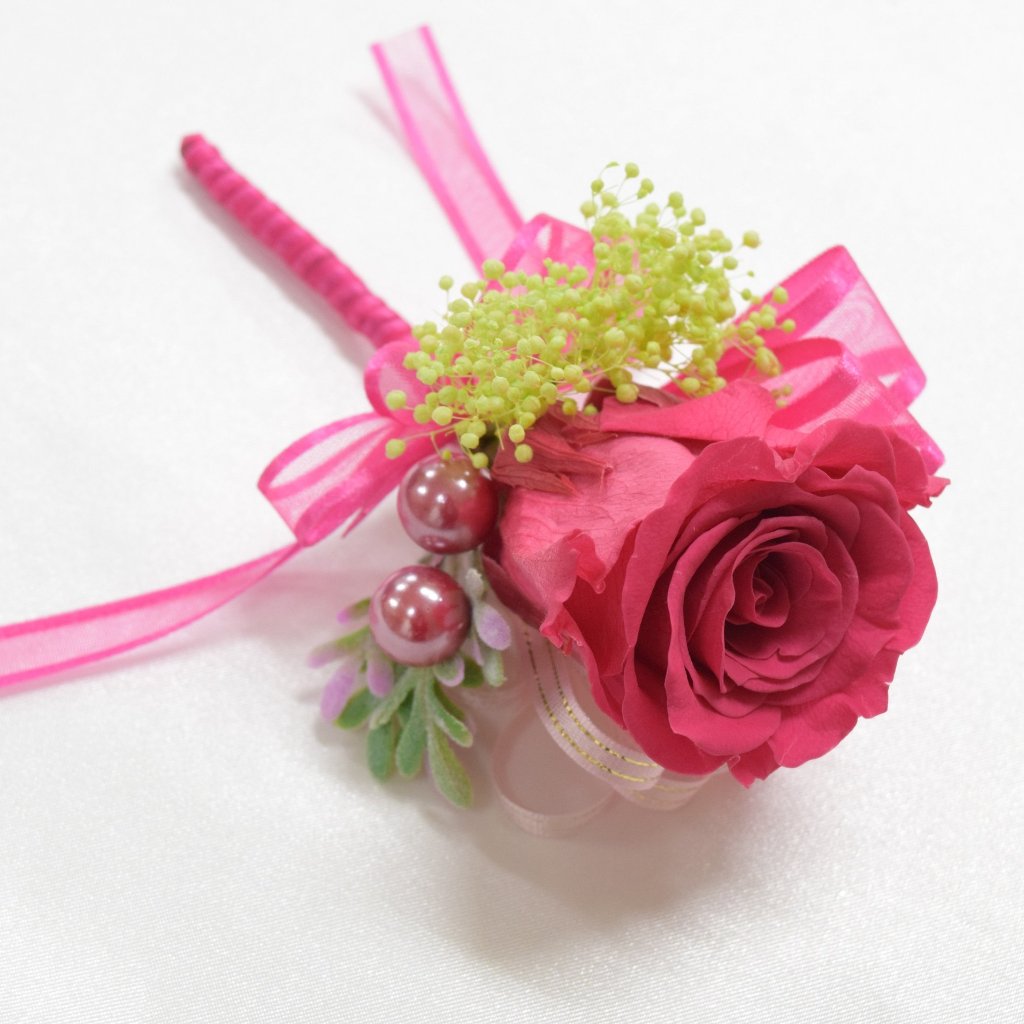 Boutonnieres (B21) - Hot Pink & Green