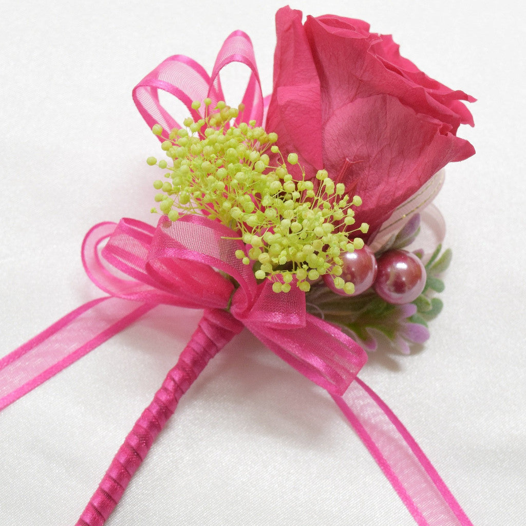Wrist Corsage (WC21) - Hot Pink & Green