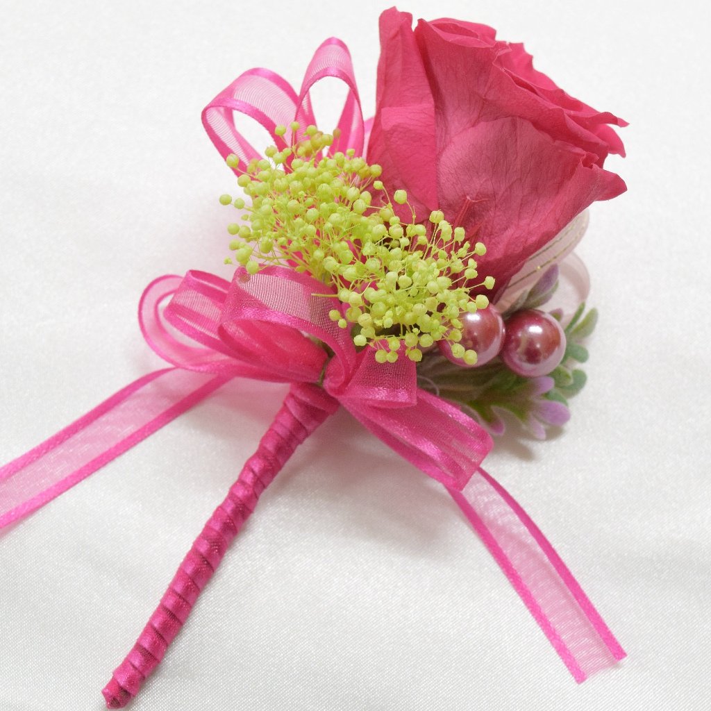 Boutonnieres (B21) - Hot Pink & Green
