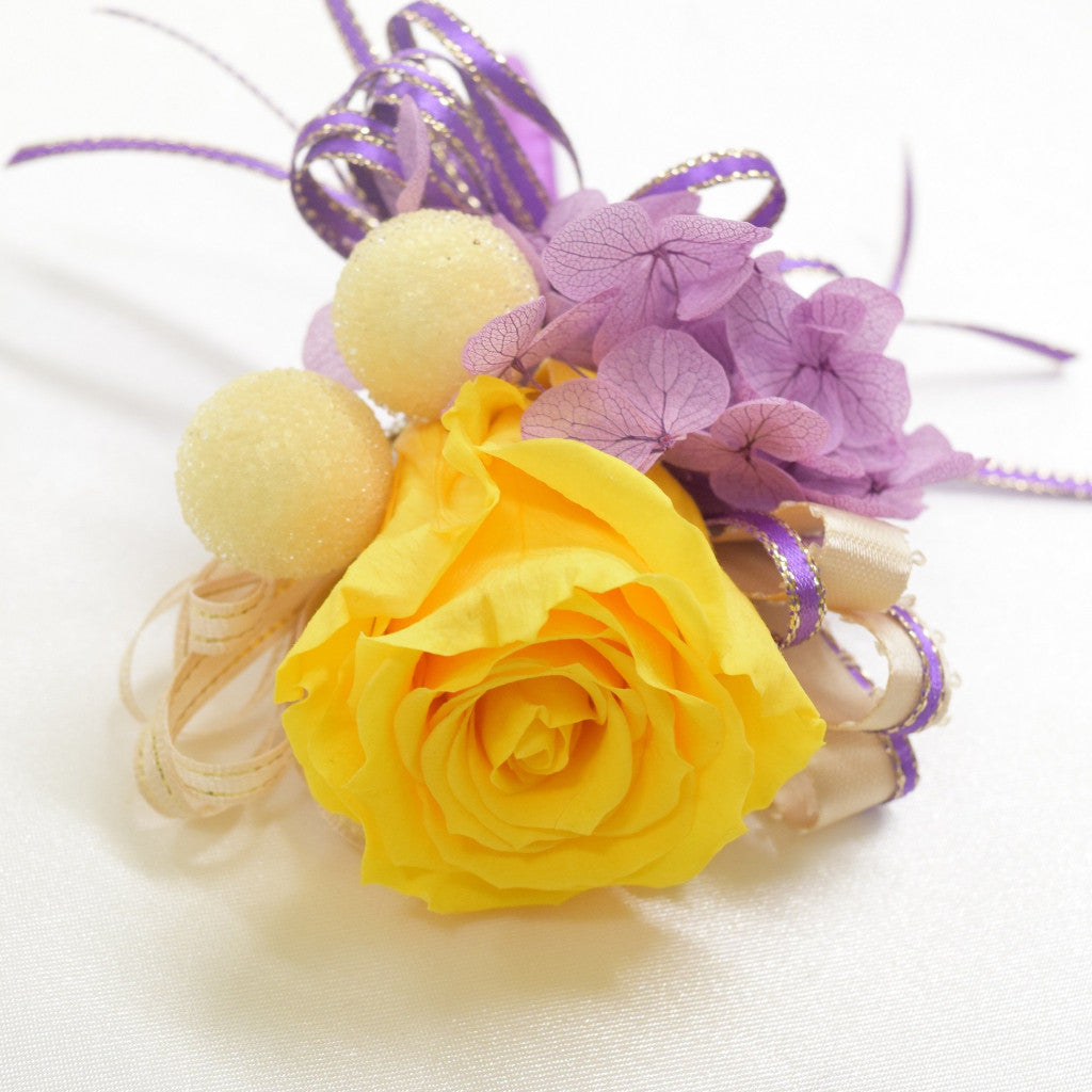 Wrist Corsage (WC26) - Purple & Yellow