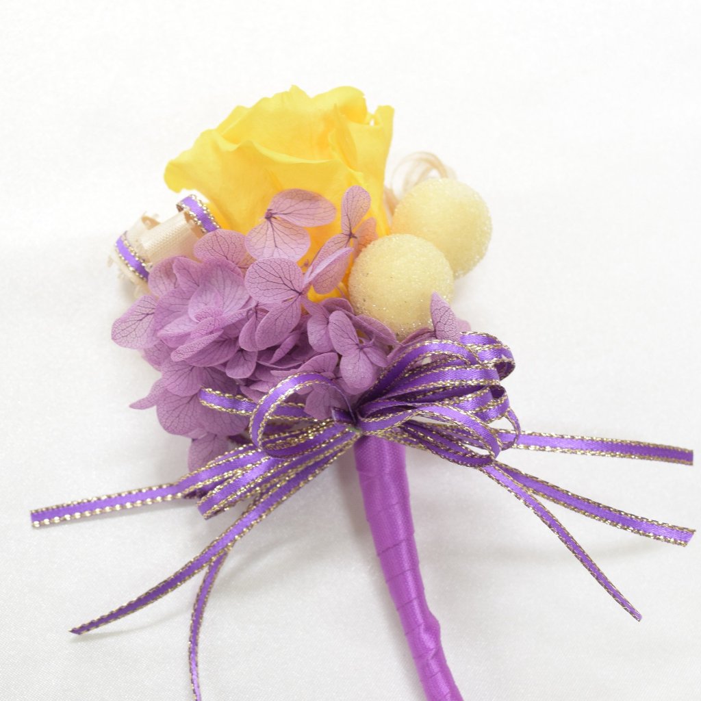Boutonnieres (B26) - Yellow & Purple
