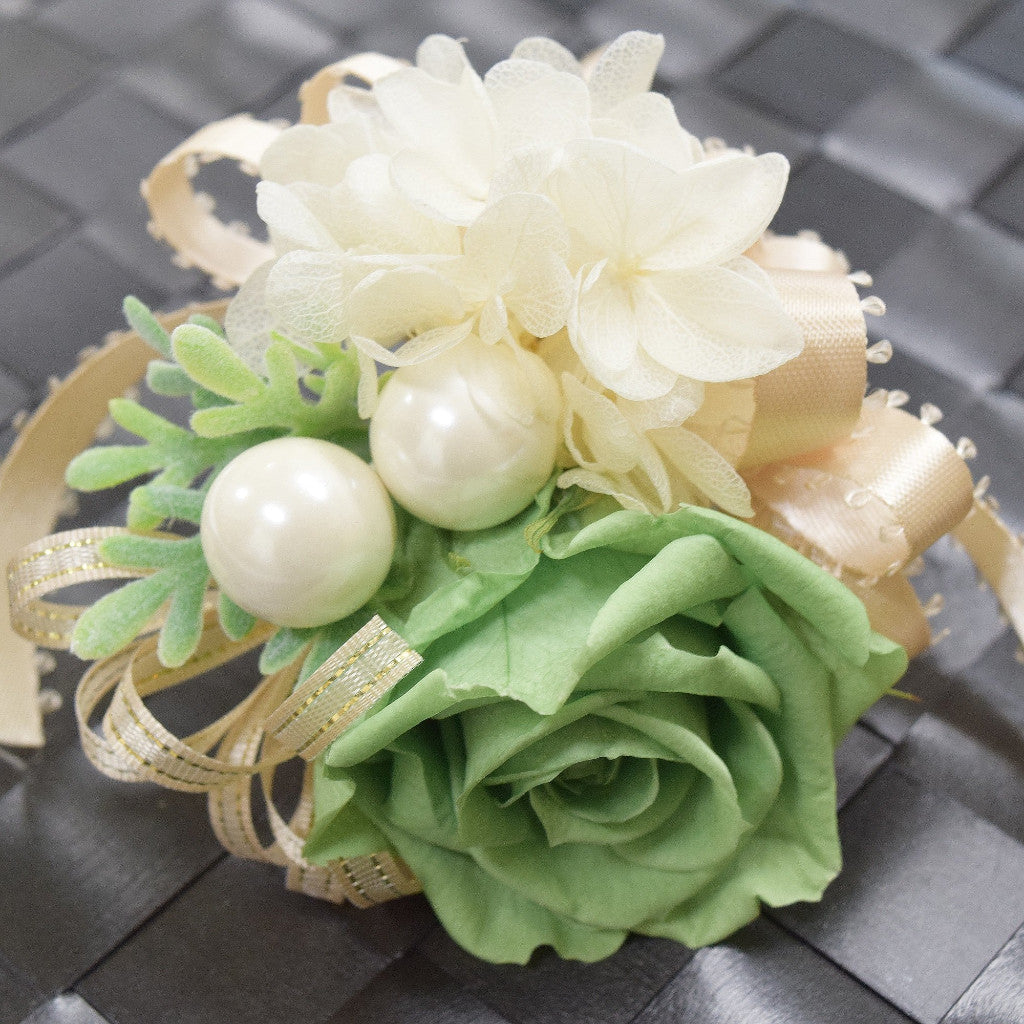 Wrist Corsage (WC29) - Green & Beige