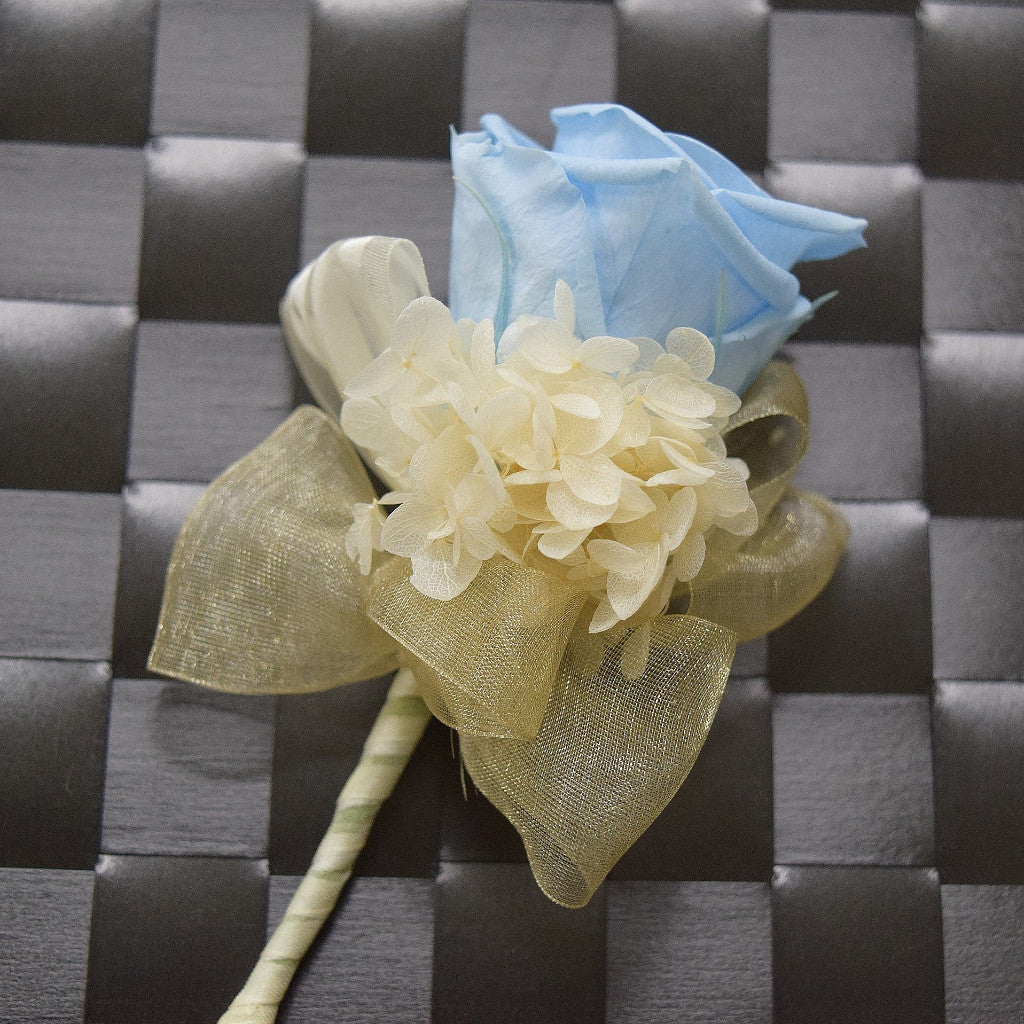Wrist Corsage (WC32) - Powder Blue & Ivory