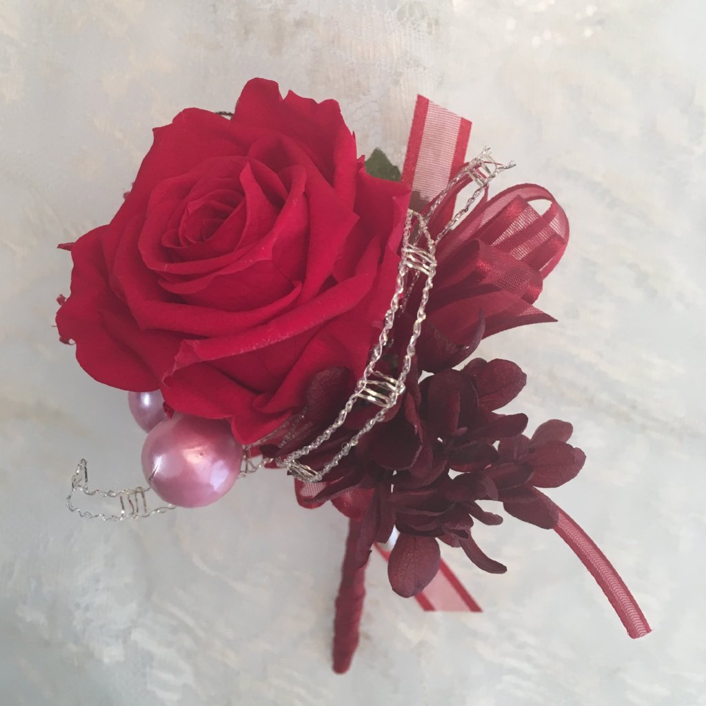 Boutonniere & Wrist Corsage Set (BWC06) - Red