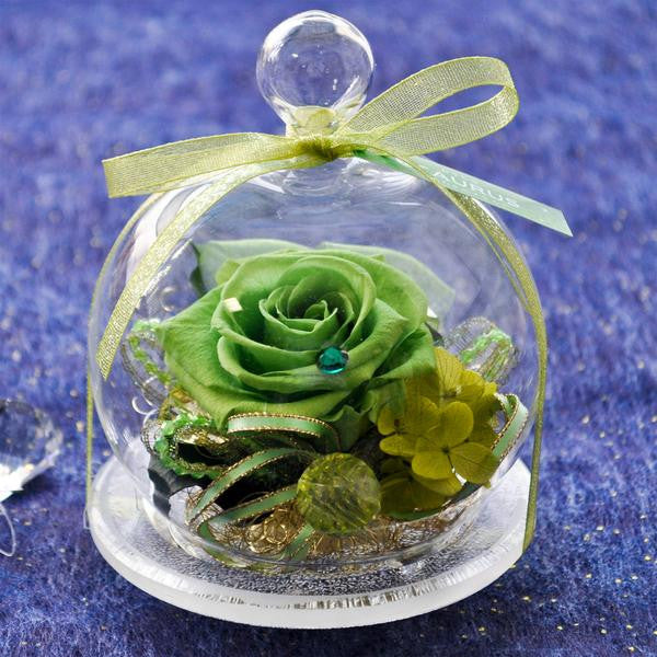 Rose Glass Dome - Green