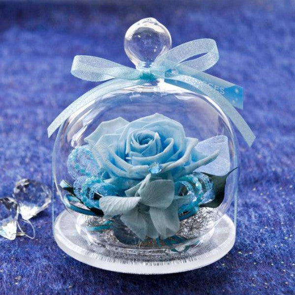 Rose Glass Dome - Light Blue