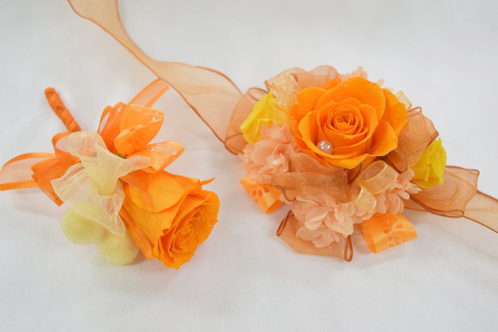 Wrist Corsage (WC10) - Orange & Yellow