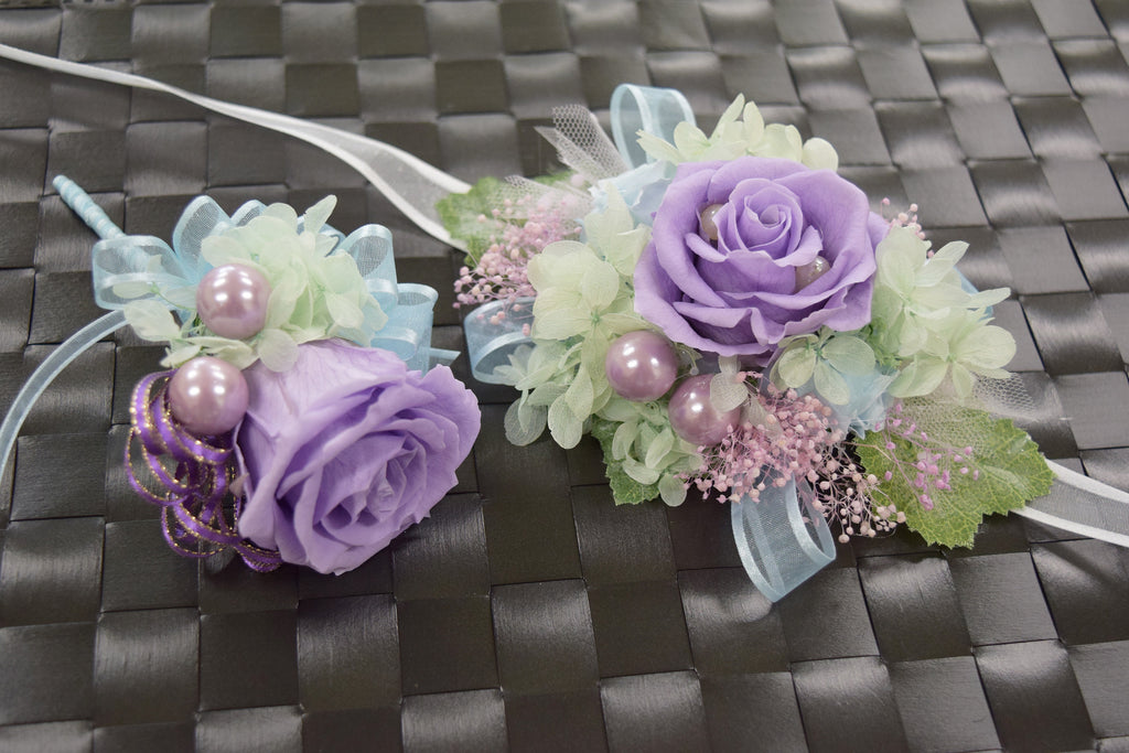 Wrist Corsage (WC17) - Lavender & Light Green