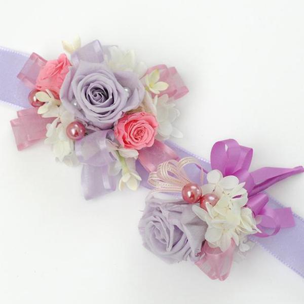 Boutonniere & Wrist Corsage Set (BWC07) - Lavender & Pink