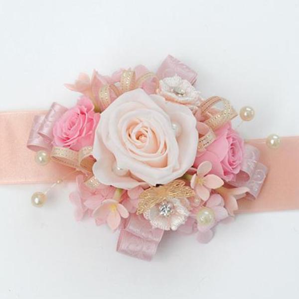 Boutonniere & Wrist Corsage Set (BWC41) - Soft Pink with Butterfly