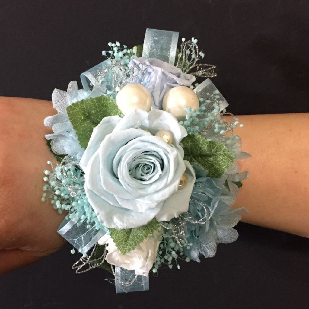 Wrist Corsage (WC03-SB) - Light Blue / Silver Bracelet