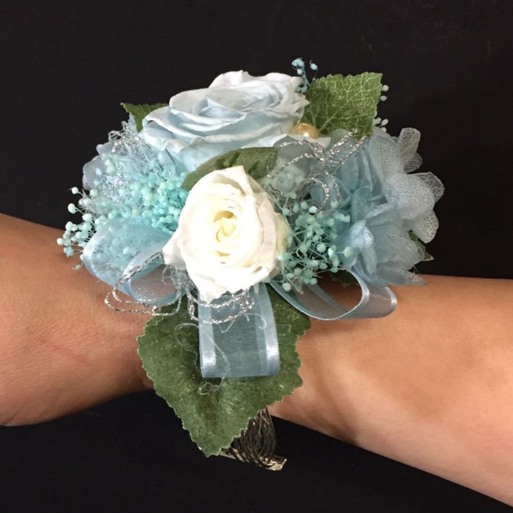 Wrist Corsage (WC03-SB) - Light Blue / Silver Bracelet