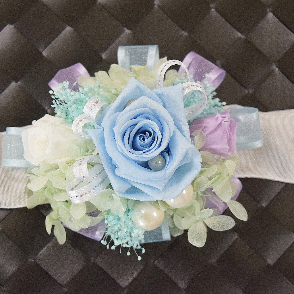 Wrist Corsage (WC12) - Light Blue & Lavender