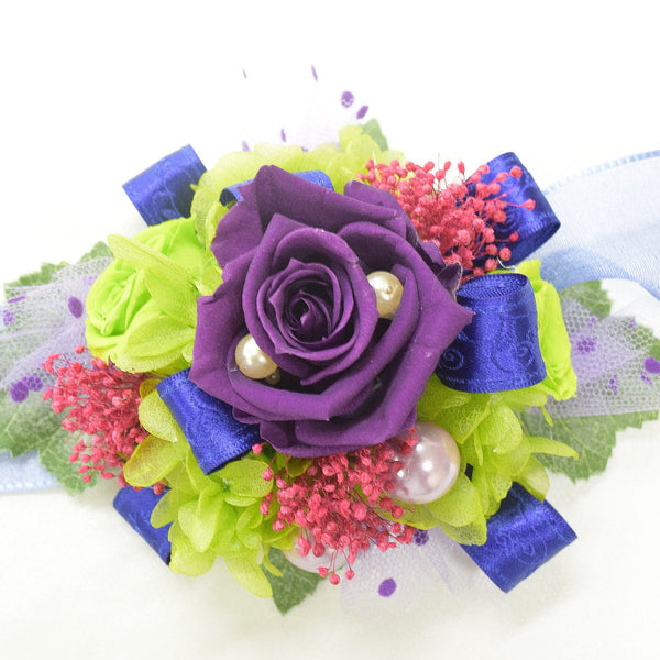 Wrist Corsage (WC27) - Violet & Leon Green