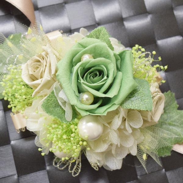 Wrist Corsage (WC29) - Green & Beige