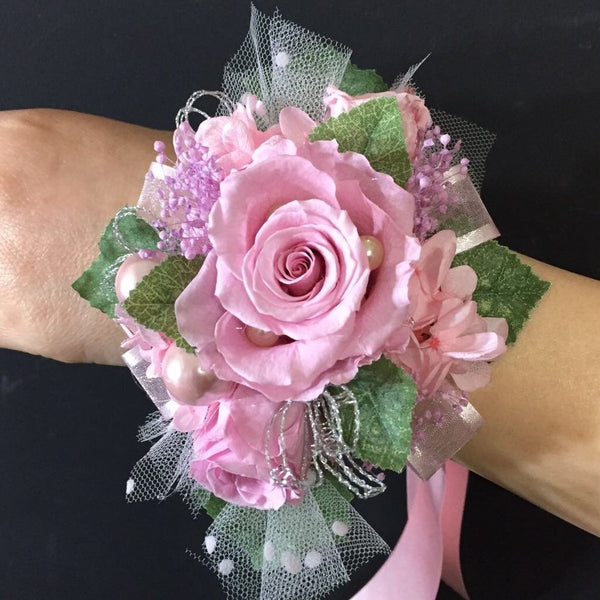 Boutonniere & Wrist Corsage Set (BWC02) - Pink