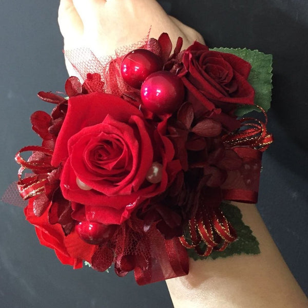 Boutonniere & Wrist Corsage Set (BWC06) - Red