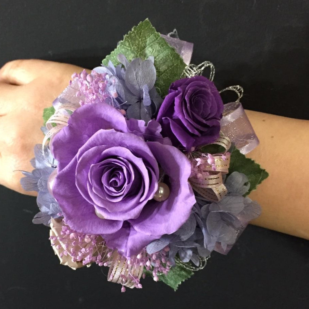 Wrist Corsage (WC05-BallB) - Purple / Ball Bracelet