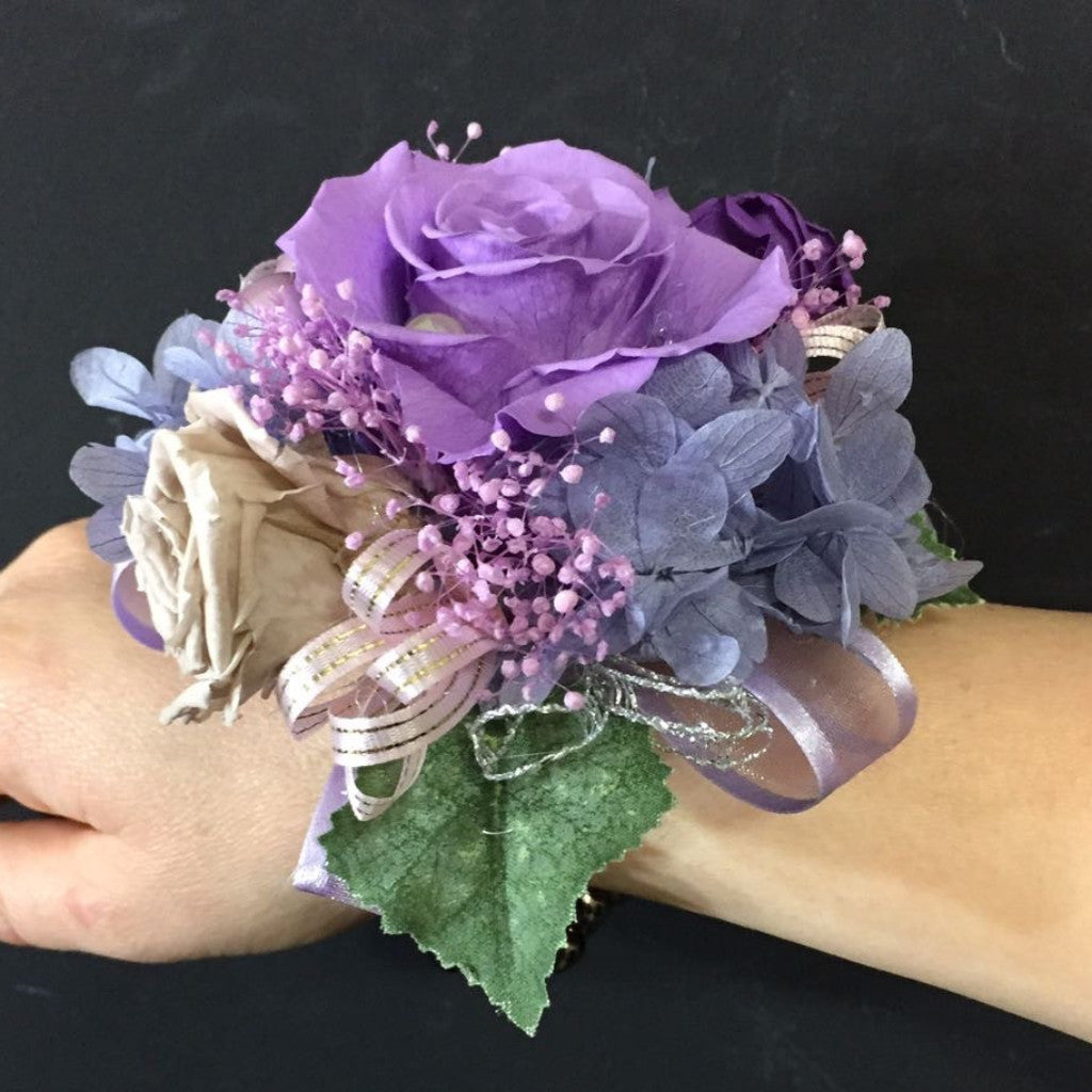 Wrist Corsage (WC05-BallB) - Purple / Ball Bracelet